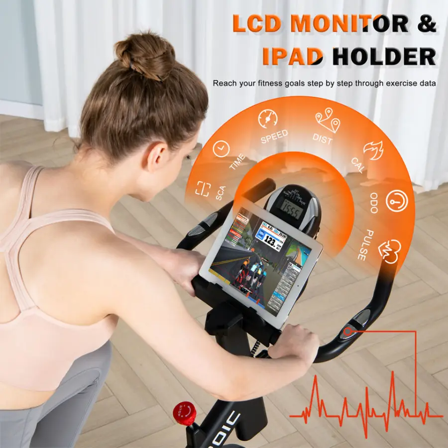 Lijiujia Wholesale Indoor Fitness 13 Crank Exercise Bike Wool Felt Home Use Gym Spinning Bike — image 3