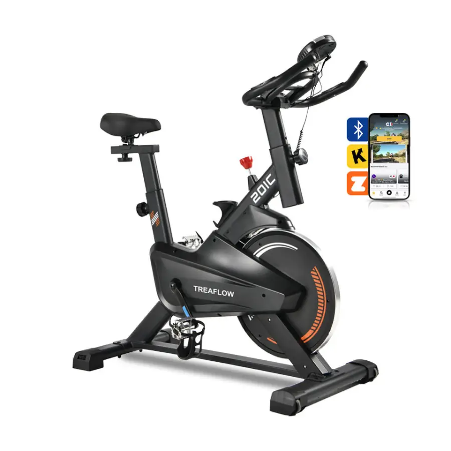 Treaflow Indoor Gym Exercise Bike with 6 Kgs Flywheel Weight bluetooth App Spinning Bike — view 1