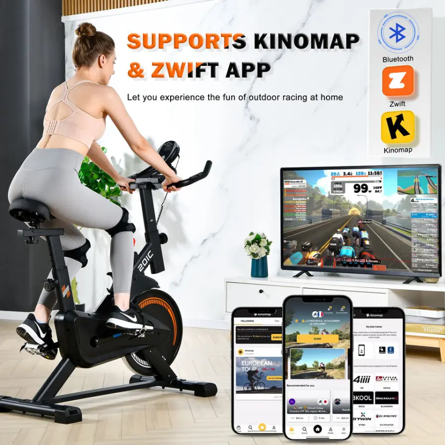 Treaflow Indoor Gym Exercise Bike with 6 Kgs Flywheel Weight bluetooth App Spinning Bike — image 3