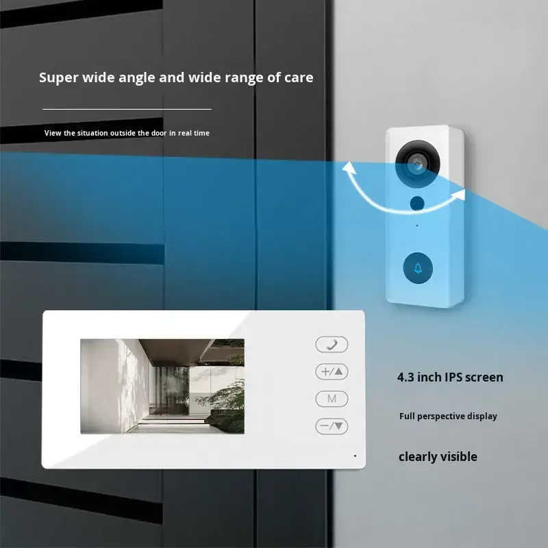 2.4Ghz Wireless Video Intercom 100M Transmitting Range with Door Opener Support Memory Card Storage — image 3