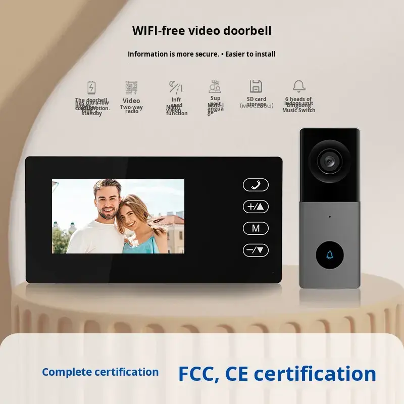 2.4Ghz Wireless Video Intercom 100M Transmitting Range with Door Opener Support Memory Card Storage — image 6