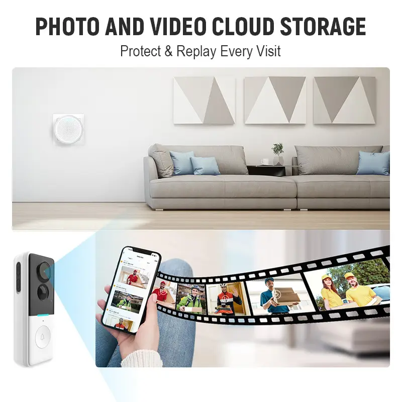 AI Detection HD Video Audio Door Bell Smart WIFI Tuya Support Memory Card Recording and Free Cloud Storage for PIR Video — image 7