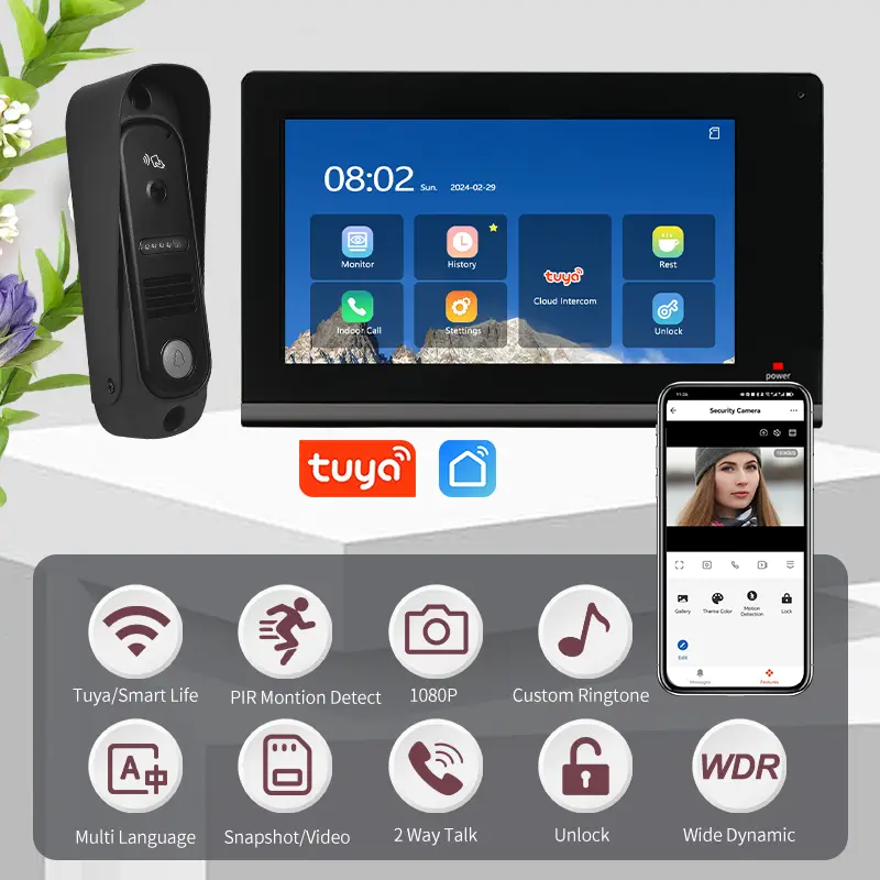 7-Inch AHD Video Door Phone Waterproof Tuya Video Intercom System Camera 4-Wire Wired Gate Intercom Systems 7inch Ahd Sc — view 2