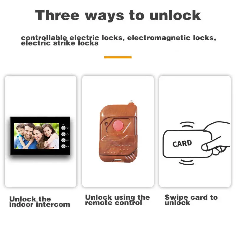 Newest 4Wires 7Inch 1 to 1 Villa Handfree Home Video Door Phone — image 2