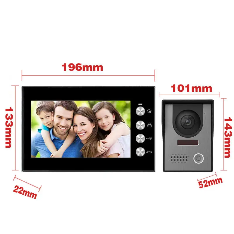 Newest 4Wires 7Inch 1 to 1 Villa Handfree Home Video Door Phone — image 6