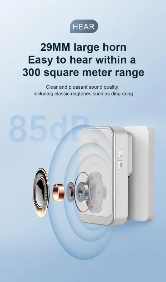 8-level Volume Control Wireless Doorbell, Home Electronic, 300 Meters ultra Long Distance,38 Chord Music Pieces — view 3