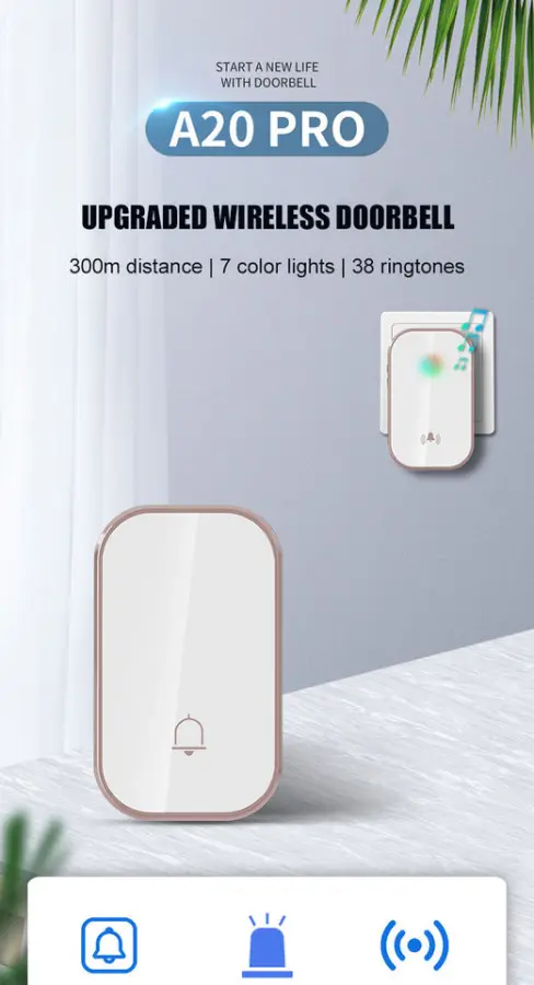 8-level Volume Control Wireless Doorbell, Home Electronic, 300 Meters ultra Long Distance,38 Chord Music Pieces — view 6