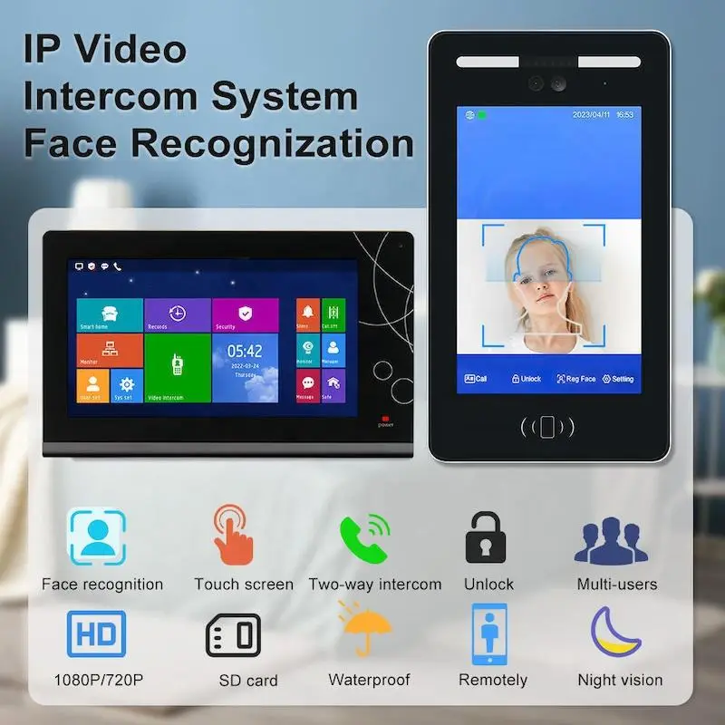 10.1 Inch Tuya Face Recognition Video Intercom Doorbell RFID TCP IP Access Door Phone With Monitor — image 3