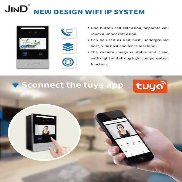 4.3Inch TUYA Touch Screen IC Card Face Recognition RFID Card Password Mobile Phone Remote 1080P HD IP Video Door Phone — image 5