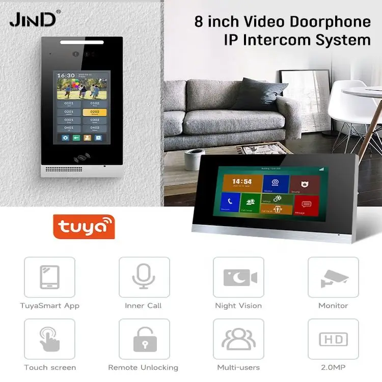 8 Inch ARM CPU 1080P HD TCP/IP Intercom System Video Door Phone — image 4