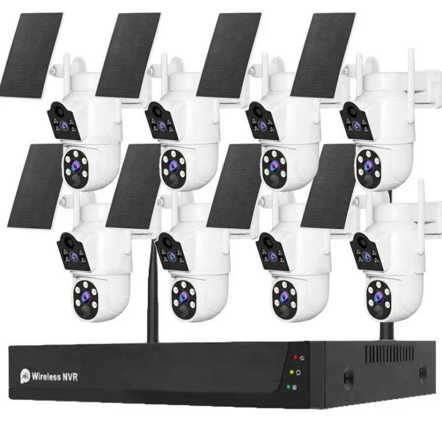 4K 4CH/8CH High-definition Wireless Dual Lens Solar NVR Screen Color Night Vision Wifi Camera Kit IP66 Max Support 8TB — view 1
