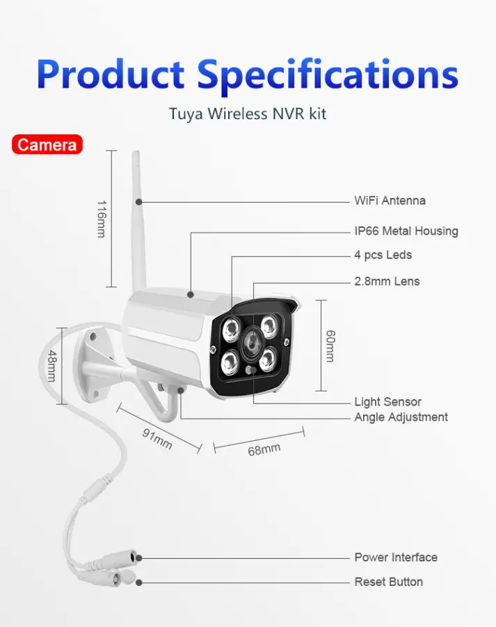 2MP Tuya Wireless Camera HD Network NVR Kit 4-way and 8-way WiFi Kit Tuya Wireless Set Monitoring — view 5