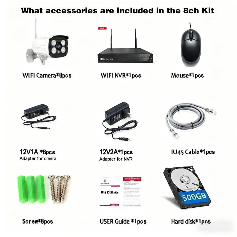 2MP Tuya Wireless Camera HD Network NVR Kit 4-way and 8-way WiFi Kit Tuya Wireless Set Monitoring — view 6