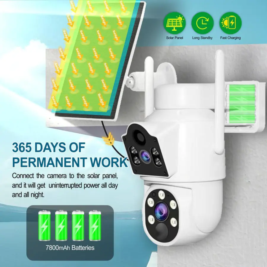 4K 4CH/8CH High-definition Wireless Dual Lens Solar NVR Screen Color Night Vision Wifi Camera Kit IP66 Max Support 8TB — image 4