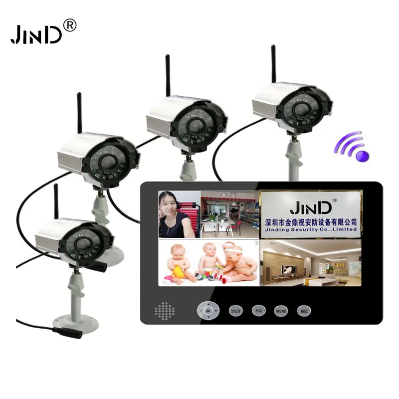 Two Way Audio 9Inch TFT LCD 4Channel 2.4G Wireless Camera Home Security Combo CCTV DVR Kit — image 3