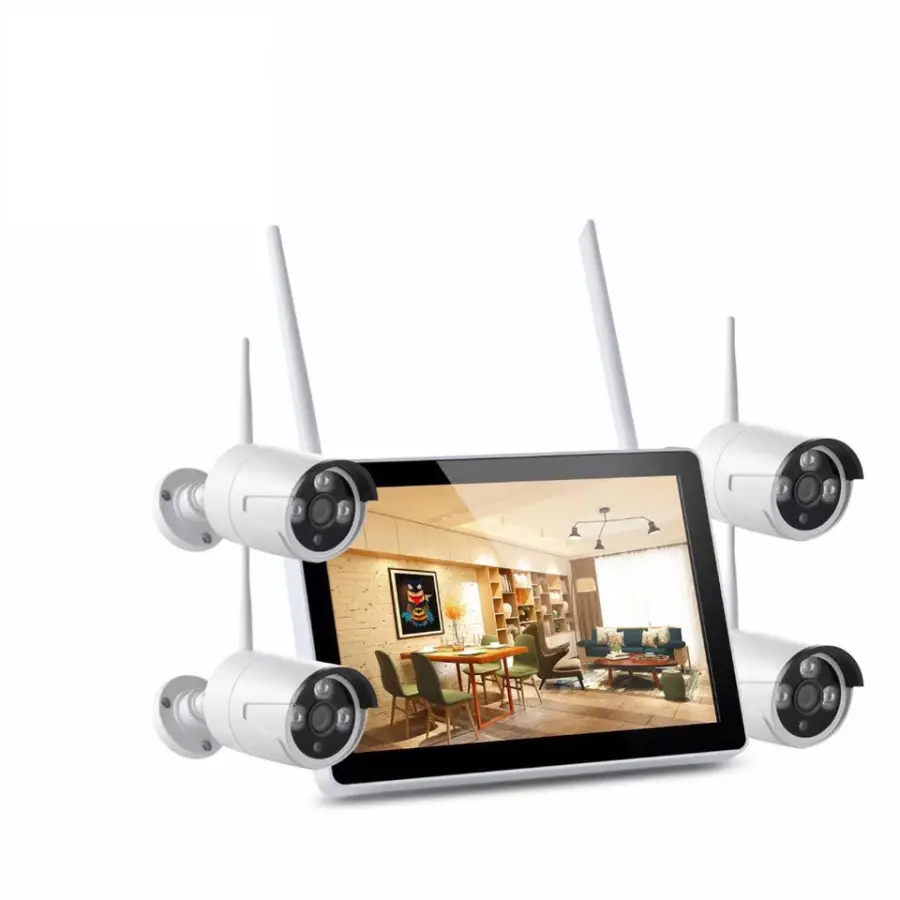 JIND ISEE Cloud Wifi NVR Kit Con Display 3MP 12inch LCD H265 4CH P2P Wireless CCTV Security Camera IP Wifi NVR Kit — view 1