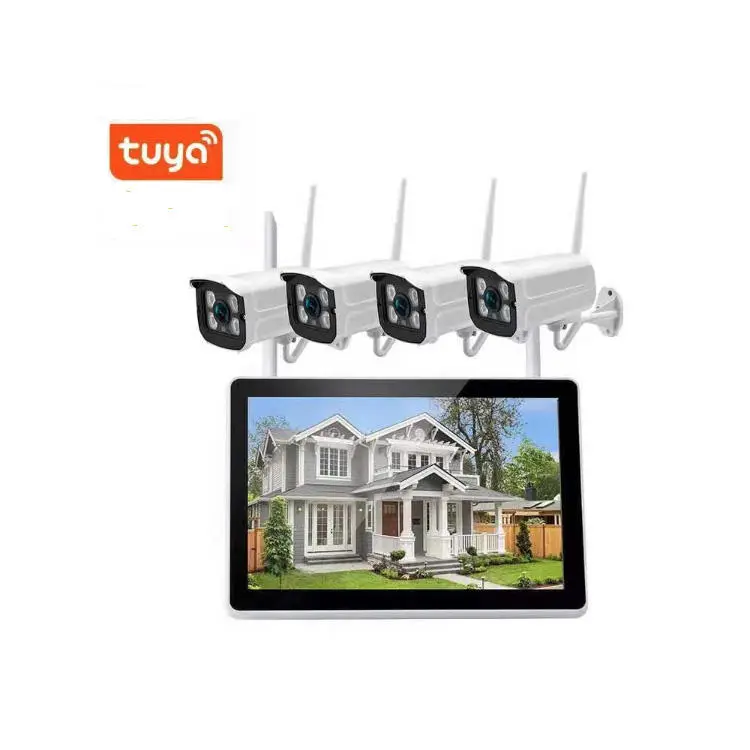3MP Wireless CCTV Security Camera System Tuya 10.1inch Lcd Secreen 4ch Wifi NVR Kit — view 1