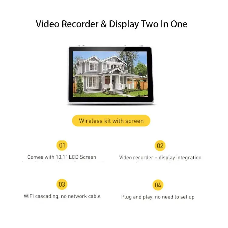 3MP Wireless CCTV Security Camera System Tuya 10.1inch Lcd Secreen 4ch Wifi NVR Kit — image 5