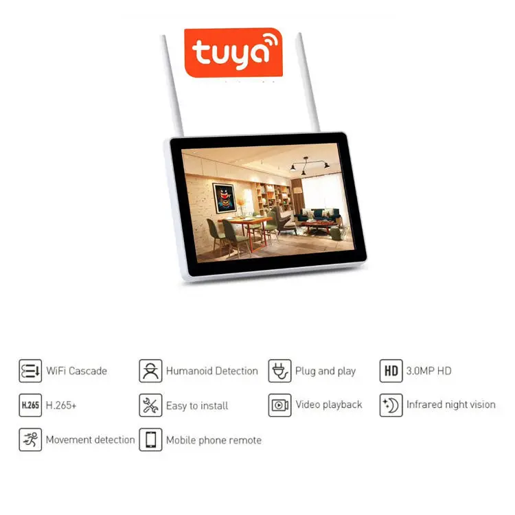 3MP Wireless CCTV Security Camera System Tuya 10.1inch Lcd Secreen 4ch Wifi NVR Kit — image 6
