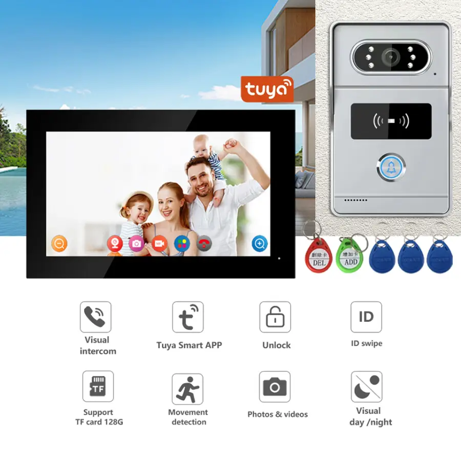 Tuya 7-Inch Waterproof WIFI Home Doorbell Camera with Monitor Video Two-Way Intercom Visual Visiting Door Phones — view 1