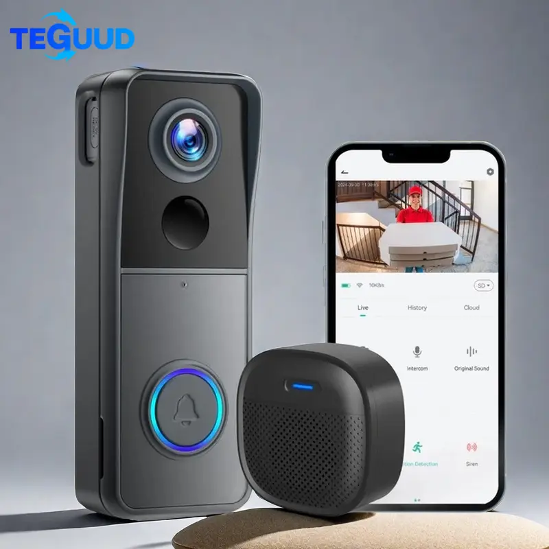 1080P HD Video Doorbell Intercom Night Vision Smart 2-Way Calling Doorbell Camera Waterproof Smart Wireless Door Phone — view 1