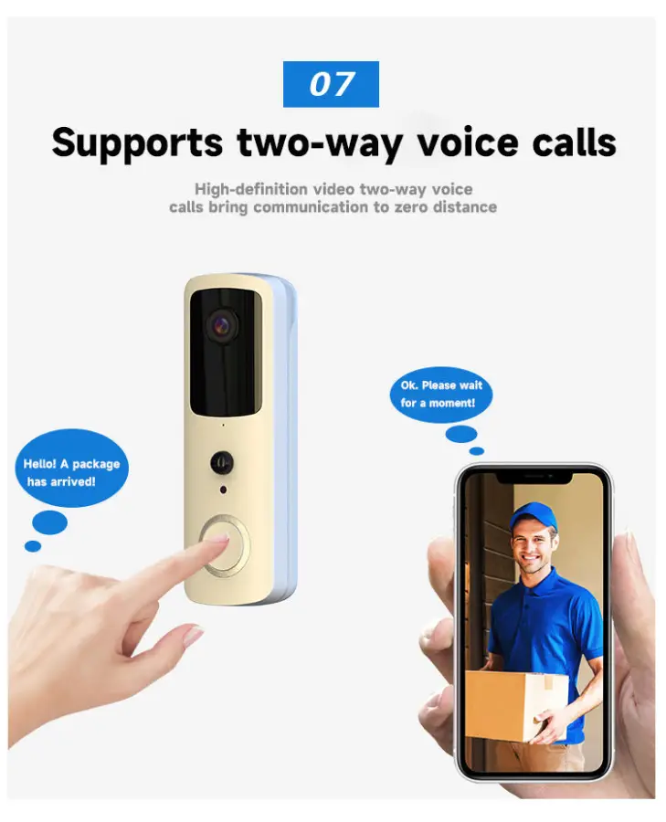 Tuya Long Battery Life Wireless Intercom Ring Door Bell Waterproof 1080P WIFI Remote Video Smart DoorBell Camera with Chime — image 5