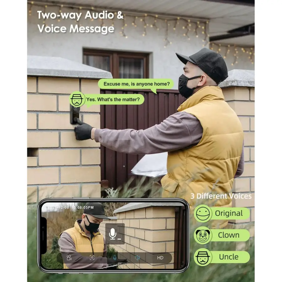 3MP HD Video Doorbell Intercom Night Vision Smart 2-Way Calling Doorbell Camera Waterproof Smart Wireless Door Phone — image 3