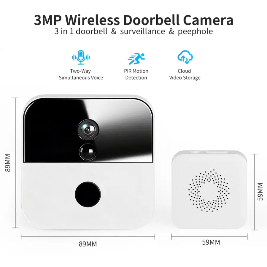 1080P HD Video Doorbell Intercom Night Vision Smart 2-Way Calling Doorbell Camera Waterproof Smart Wireless Door Phone — image 5