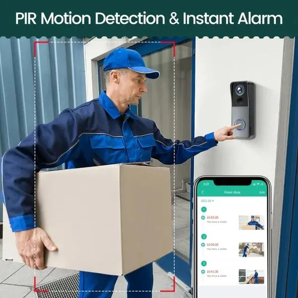 3MP Solar-powered Smart Doorbell Camera with a Fisheye Lens Providing a Panoramic View — image 5