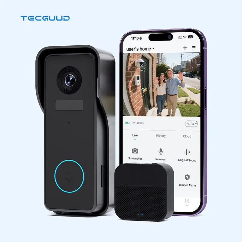 Factory Wholesale Direct Sales Agent 2K Solar-Powered Water Resistant Motion Detection Wireless Video Doorbell — view 1
