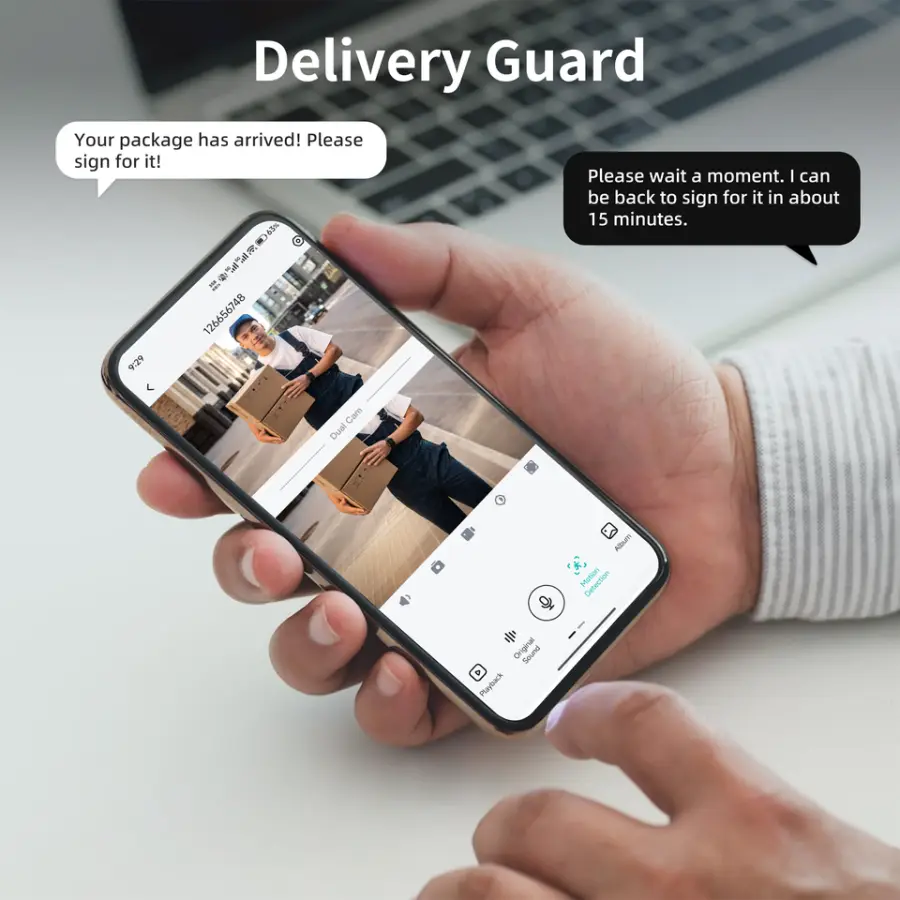 Mingshang Bell J13 Dual Lens Smart Doorbell 180 View Wireless WiFi Video Intercom Rechargeable Battery Powered — view 2