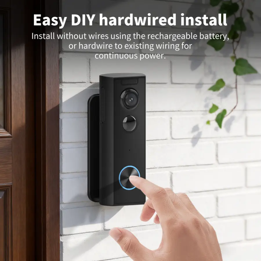 Doorbell with Rotating Stand, 108° Viewing Angle 3-6 Months Battery Life Supports SD Card Video Playback — image 4