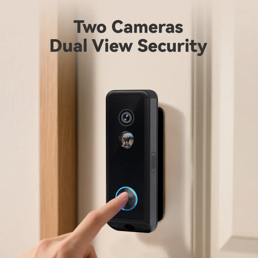 Wireless Intercom Video Doorbell Dual Lens 180° Full View Package Detection Rechargeable Battery Plus Hardwired Power — image 7