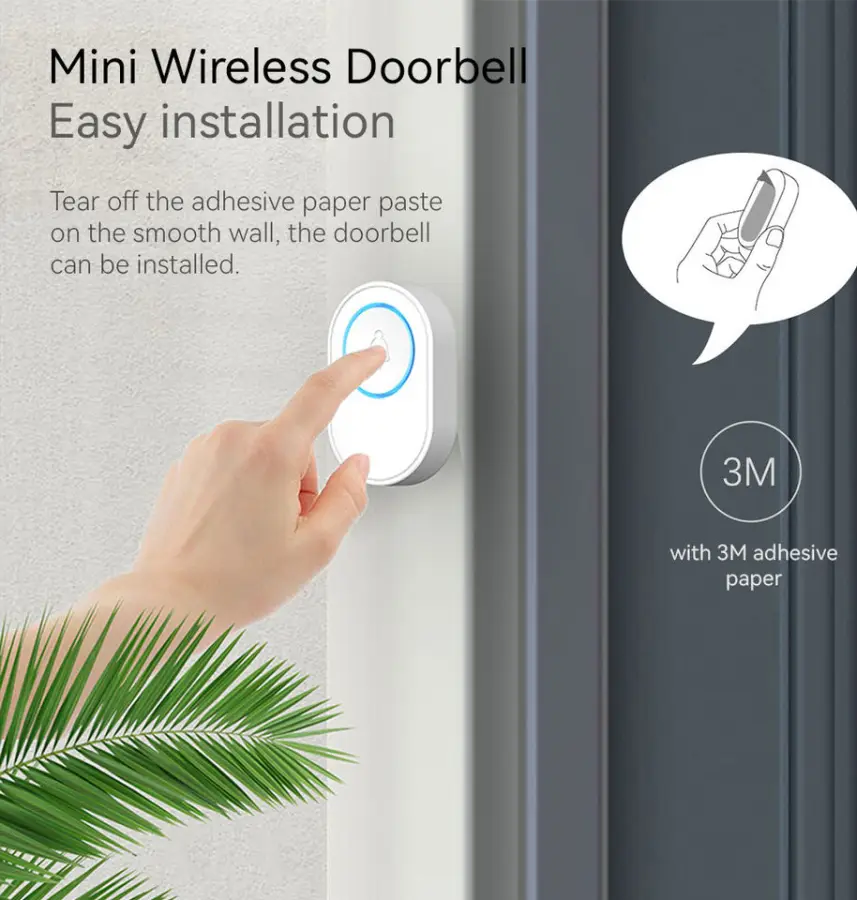 2026 New Design 433MHZ Wireless Smart Doorbell Home Security Burglar Alarm System Doorbell with Door Bell Function — image 2