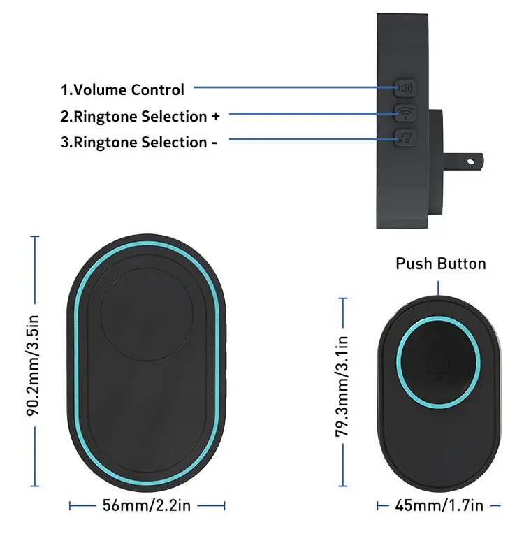 2026 New Design 433MHZ Wireless Smart Doorbell Home Security Burglar Alarm System Doorbell with Door Bell Function — image 5