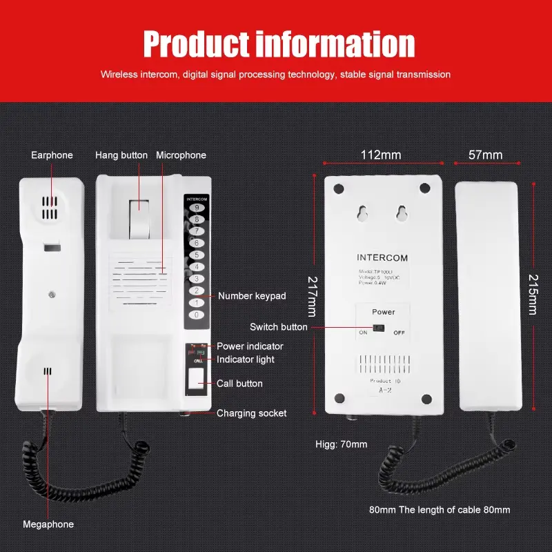 Wireless Audio Door Phone Intercom for Home Full Duplex — image 7