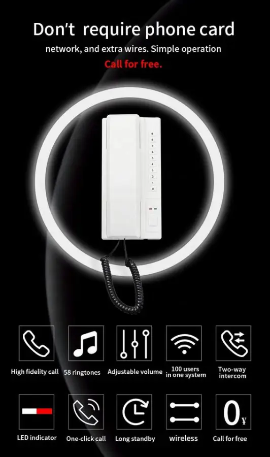 Bcomtech 2.4GHz Wireless Audio Intercom Biometric Access Control Home Office Use Plastic Case Built-in Rechargeable Lithium — image 4