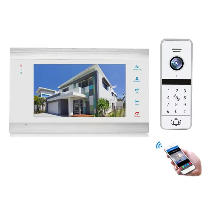 Bcomtech 7 Inch TFT Touch Screen Wired Color LCD Video Door Phone Intercom System with 2 Monitors Doorbell Intercom — view 1