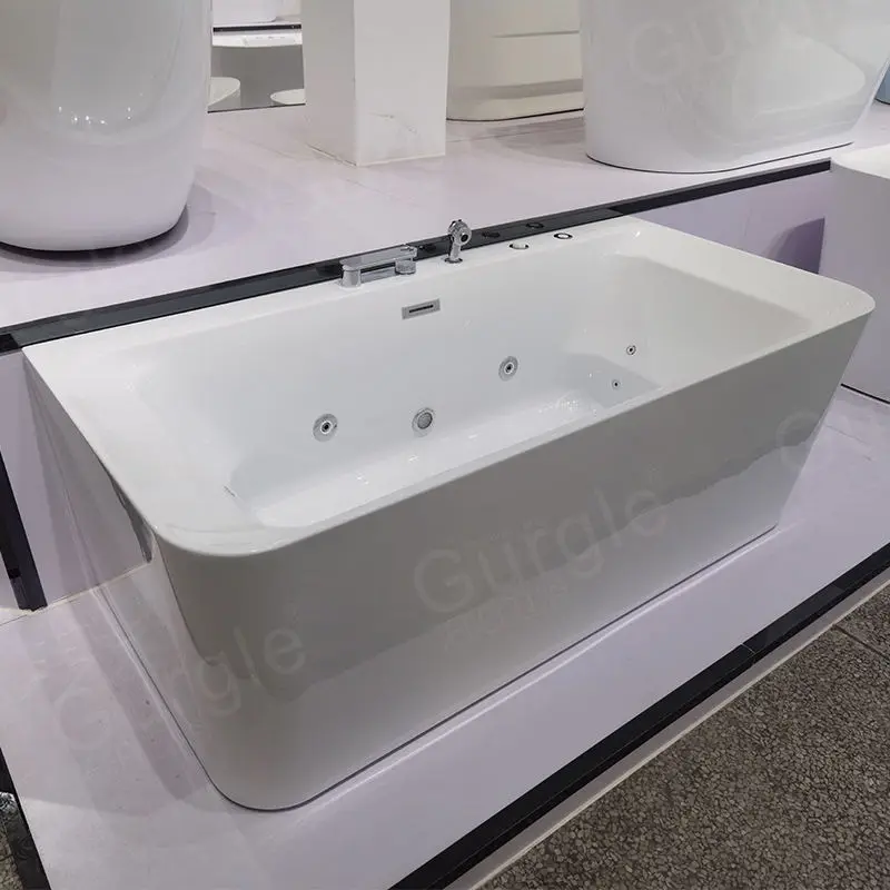 Hot Sale 1 2 Person Indoor Outdoor Bathroom Corner Freestanding Acrylic Massage Rectangle whirlpool Therapy Bathtub — image 3
