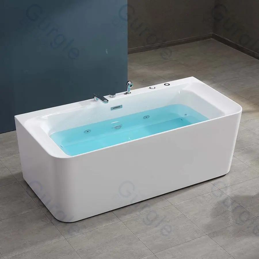 Hot Sale 1 2 Person Indoor Outdoor Bathroom Corner Freestanding Acrylic Massage Rectangle whirlpool Therapy Bathtub — image 5