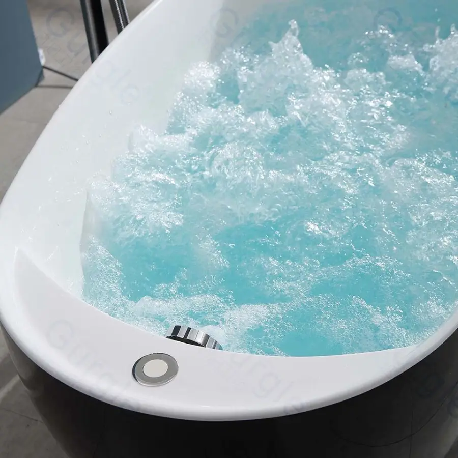 Gurgle Manufacturer 1.7m Massage Bathtub Black Bath Tub Whirlpool Freestanding Bathtubs — image 4