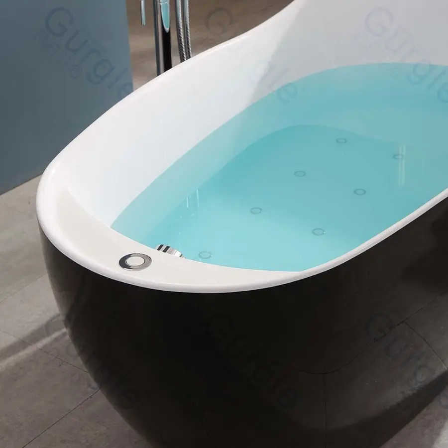 Gurgle Manufacturer 1.7m Massage Bathtub Black Bath Tub Whirlpool Freestanding Bathtubs — image 7