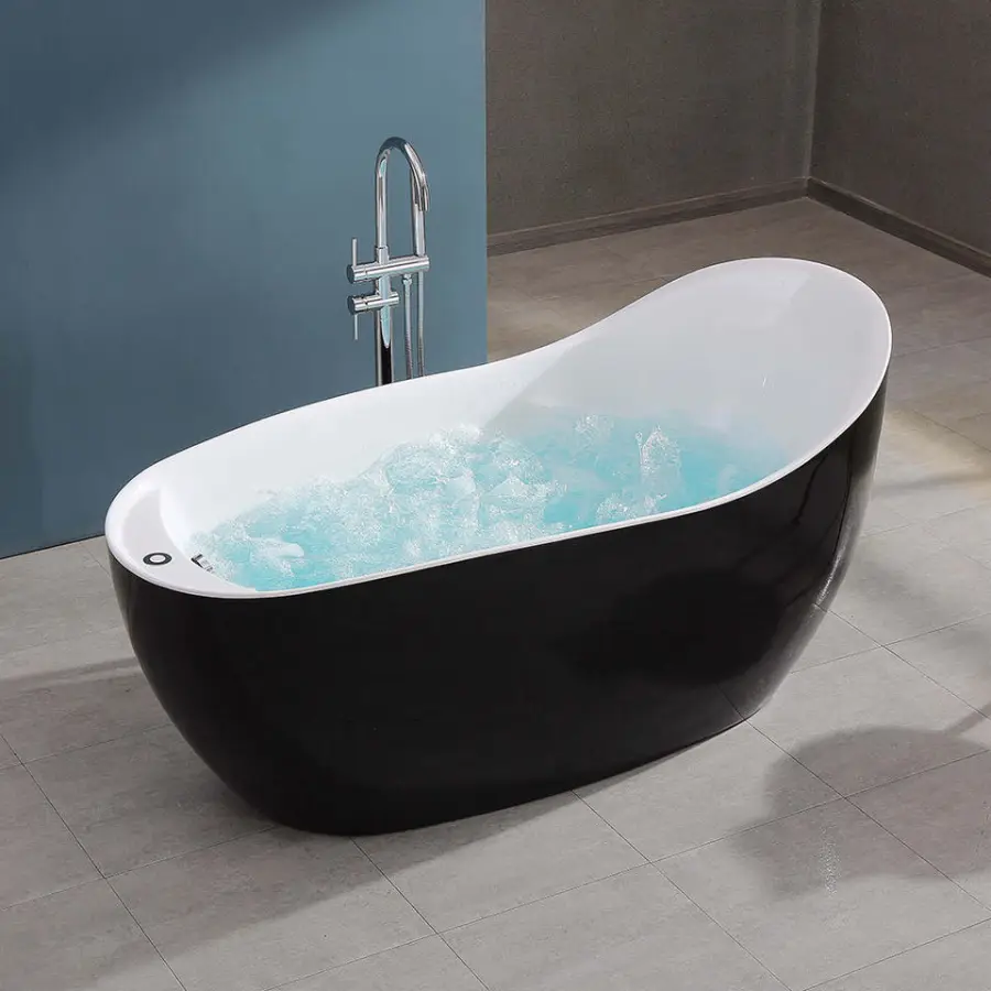 Five Stars Hotel Oval Shaped Freestanding Acrylic Solid Surface Spa Jet Whirlpool Massage Bathtub — view 1