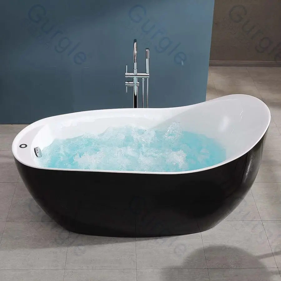 Five Stars Hotel Oval Shaped Freestanding Acrylic Solid Surface Spa Jet Whirlpool Massage Bathtub — image 6