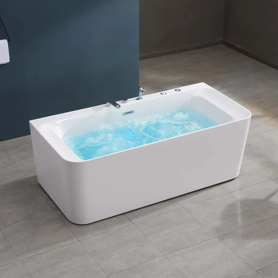 Gurgle Rectangular Acrylic Freestanding Massage Bathtub Water whirlpool Tubs — image 3
