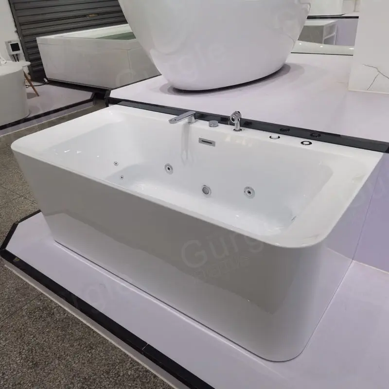 Gurgle Rectangular Acrylic Freestanding Massage Bathtub Water whirlpool Tubs — image 7