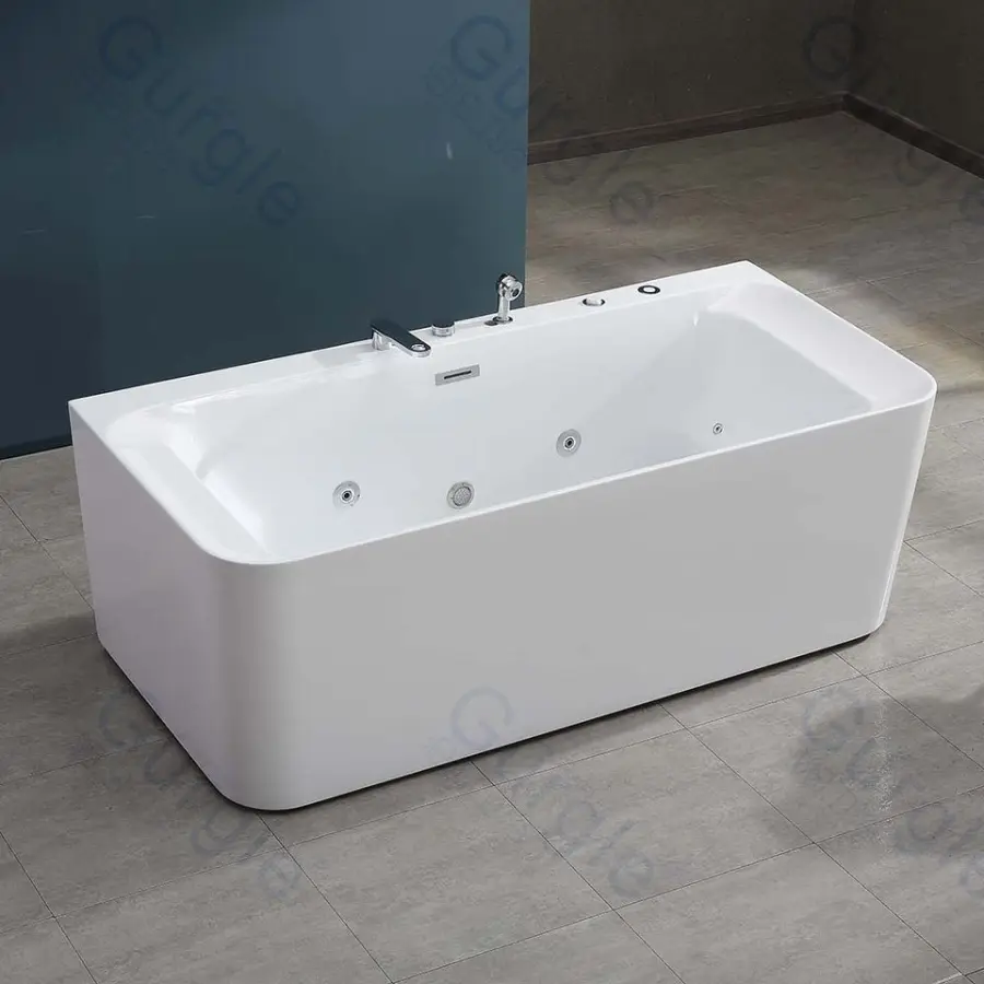 New Luxury Acrylic Freestanding Massage Bathtub Acrylic LED Corner Massage Bathtub Whirlpool — image 5