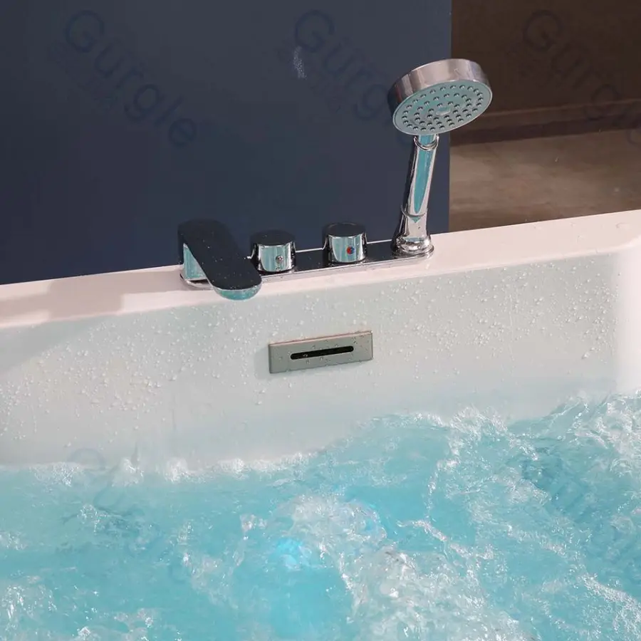 Gurgle Hot Selling Rectangular Massage Bathtub Led Lights Automatic Thermostatic System Luxury Indoor Tubs — image 5