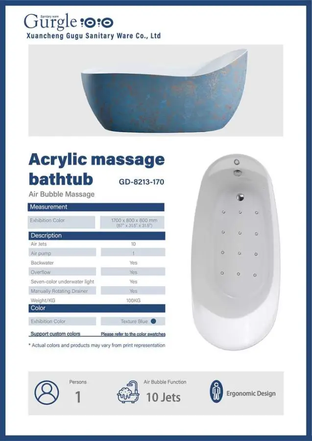 Modern Spa Acrylic Whirlpool Massage Bathtub Price Person Acrylic Whirlpool Massage Bathtub With Jet — image 6