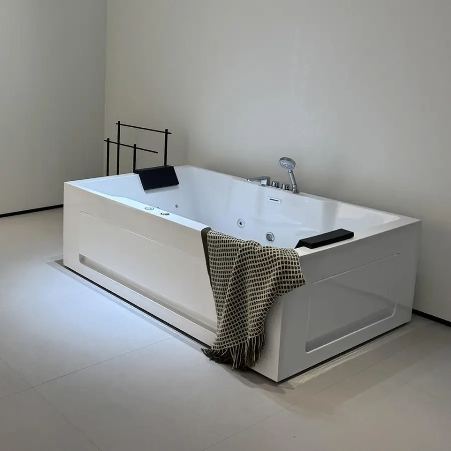 Best Selling Acrylic Freestanding Massage Bathtub 2 People Rectangular Indoor Luxury Tubs — image 3